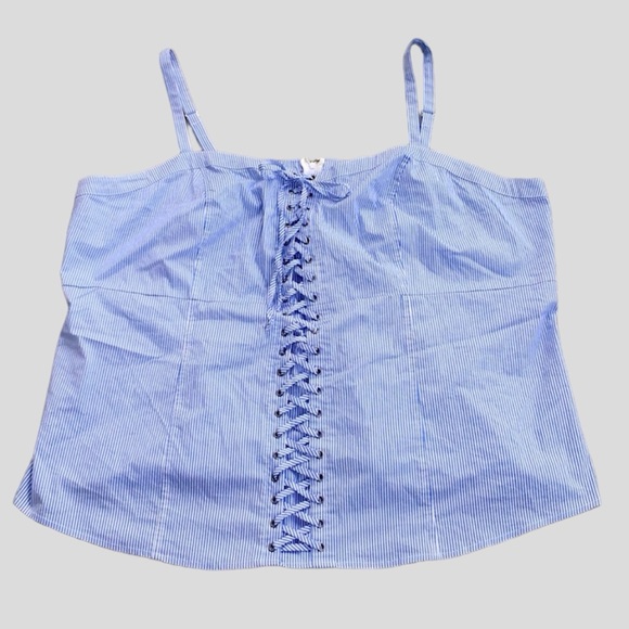NWT Torrid Blue/white striped Poplin lace up cami size 5x - Picture 2 of 11